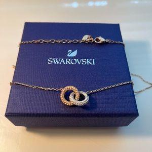 Swarovski Stone necklace, Circular, White, Rose gold-tone plated